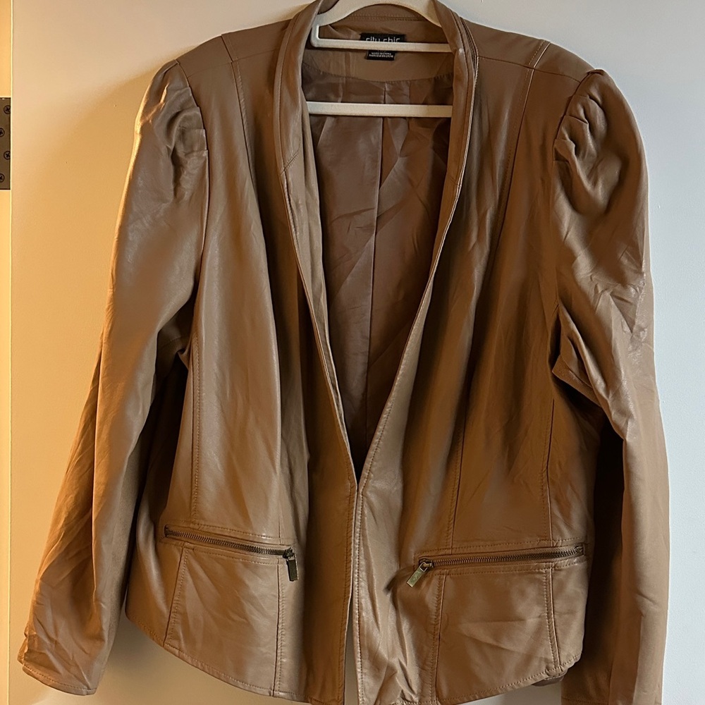 City Chic Tan Leather Jacket